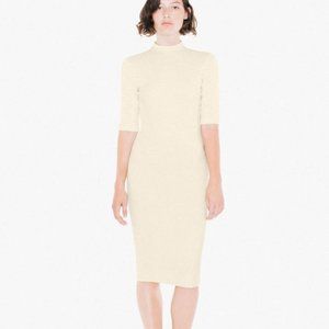 American Apparel Mock Neck Short Sleeve Midi Dress